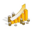 Success and income increase concept, growth chart stats bar with Royalty Free Stock Photo