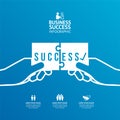 Success Jigsaw flat line infographic concept design Illustration vector