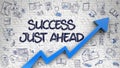 Success Just Ahead Drawn on Brick Wall. Royalty Free Stock Photo