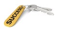 Success label attached to the keys