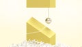 Success Ladder Business Concept and Creative Ideas Circle Geometric shapes ball Pendulum and Brokenbreak wall on Yellow background