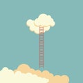 Success ladder leading to cloud and many short ones. Business, goal, competition, unique, progress, challenge, hope and leadership