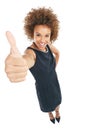 Success, leader and black woman thumbs up portrait with proud smile and vote in corporate style. Yes, approval and Royalty Free Stock Photo