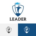 Success Leader Bring Flag Strong Shield Protection Logo