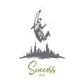 Success, leadership, businessman, goal, challenge concept. Hand drawn isolated vector.