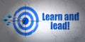 Learning concept: target and Learn and Lead! on wall background Royalty Free Stock Photo