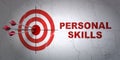 Learning concept: target and Personal Skills on wall background