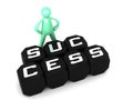 Success lettering on Dice cubes with cartoon man