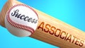 Success in life depends on associates - pictured as word associates on a bat, to show that associates is crucial for successful