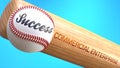 Success in life depends on commercial enterprise - pictured as word commercial enterprise on a bat, to show that commercial