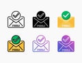Success Mail icon set with different styles. Royalty Free Stock Photo
