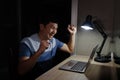 success man working with laptop at night Royalty Free Stock Photo