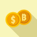 Success money convert icon flat vector. Finance invest