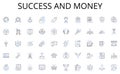 Success and money line icons collection. Accounting, Taxes, Reconciliation, Ledger, Balancing, Entries, Budgeting vector