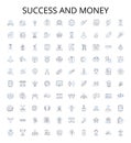 Success and money outline icons collection. Success, Money, Wealth, Profit, Achievement, Win, Gains vector illustration