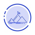 Success, Mountain, Peak, Flag,  Blue Dotted Line Line Icon Royalty Free Stock Photo