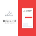 Success, Mountain, Peak, Flag,  Grey Logo Design and Business Card Template Royalty Free Stock Photo