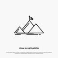 Success, Mountain, Peak, Flag,  Line Icon Vector Royalty Free Stock Photo