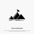 Success, Mountain, Peak, Flag,  solid Glyph Icon vector Royalty Free Stock Photo