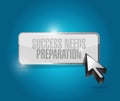 success needs preparation button sign concept