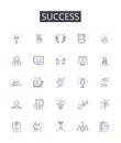 Success line icons collection. Promoting, Advertising, Broadcasting, Spreading, Distributing, Marketing, Communicating Royalty Free Stock Photo