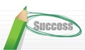 Success. pencil and notepad text illustration Royalty Free Stock Photo