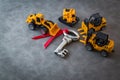 Success process with truck toys and silver key Royalty Free Stock Photo