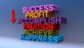 Success profit accomplish fruition achieve happiness on blue