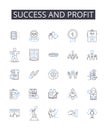 Success and profit line icons collection. Achievement, Gain, Prosperity, Accomplishment, Benefit, Bonanza, Triumph