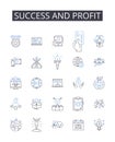 Success and profit line icons collection. Achievement, Gain, Prosperity, Accomplishment, Benefit, Bonanza, Triumph