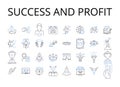 Success and profit line icons collection. Achievement, Gain, Prosperity, Accomplishment, Benefit, Bonanza, Triumph