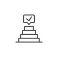 Success pyramid with check mark line icon