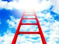 Success Red Ladder To Clouds Sky Background Royalty Free Stock Photo