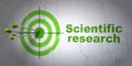 Science concept: target and Scientific Research on wall background