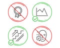 Success, Stairs and Line chart icons set. Face accepted sign. Award reward, Stairway, Financial graph. Vector Royalty Free Stock Photo