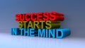 Success starts in the mind on blue