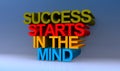 Success starts in the mind on blue