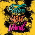 Success is a state of mind, hand lettering. Poster motivational quote.