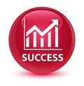 Success (statistics icon) glassy pink round button