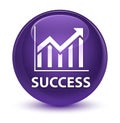 Success (statistics icon) glassy purple round button