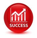 Success (statistics icon) glassy red round button