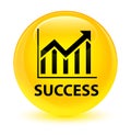 Success (statistics icon) glassy yellow round button