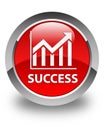 Success (statistics icon) glossy red round button