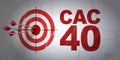 Stock market indexes concept: target and CAC 40 on wall background