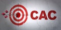 Stock market indexes concept: target and CAC on wall background