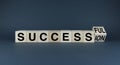 Success - Succession. Cubes form the words Successful - Succession