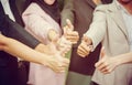 Success Teamwork Concepts, Business people with showing thumbs up hands as a team, Group of diverse hands together show thumb up, Royalty Free Stock Photo