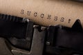 success - text typed on the vintage typewriter Royalty Free Stock Photo