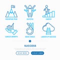 Success thin line icons set