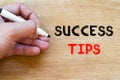 Success tips text concept